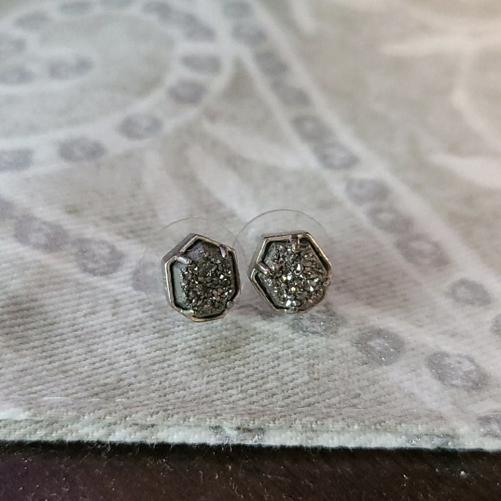 Kendra Scott Silver Drusy Earrings